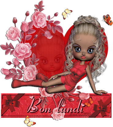 BON LUNDI avec jolie Doll et Coeur