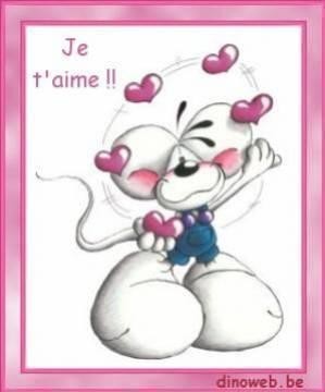 cadre je t'aime avec diddl et coeur