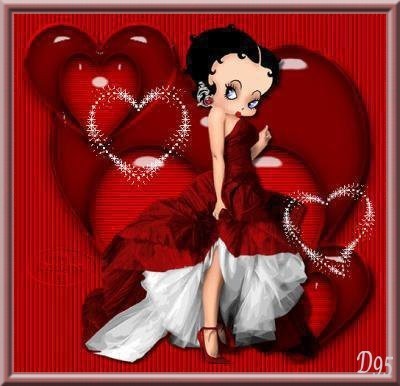 une splendide betty-boop dans un cadre avec coeurs