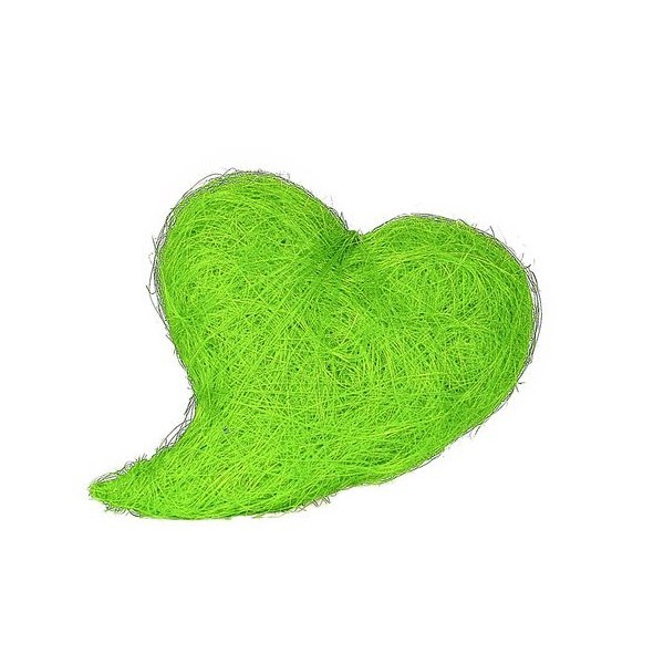 Coeur vert anis en Sisal naturel  