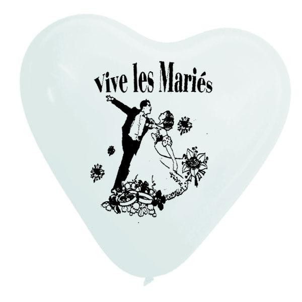 Ballons de Baudruche Cœur "Vive les Mariés"