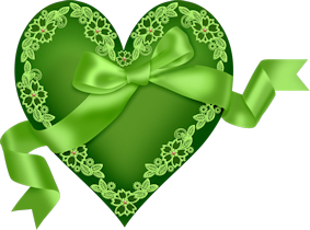 joli coeur vert avec ruban