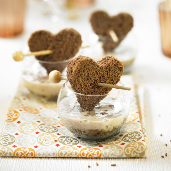 verrine mousse banane et Coeur chocolat 