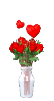 GIF. Coeur rouge dans un bouquet de roses rouges