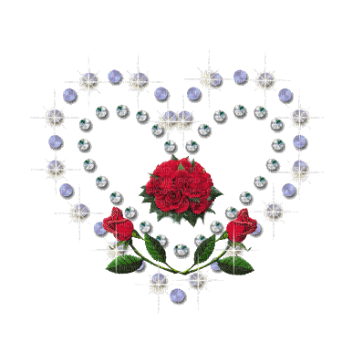 joli coeur scintillant avec rose offert par KINOU