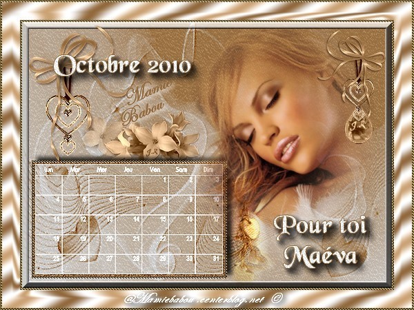 CALENDRIER OCTOBRE 2010.Beau visage de femme 