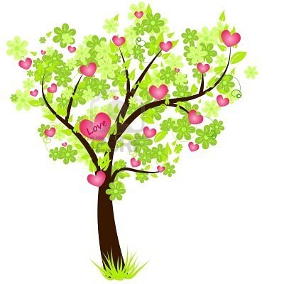 joli arbre avec coeurs et fleurs