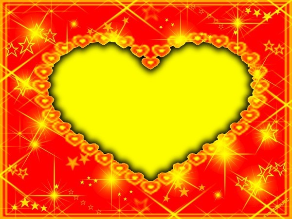 joli cadre de coeur en jaune et rouge