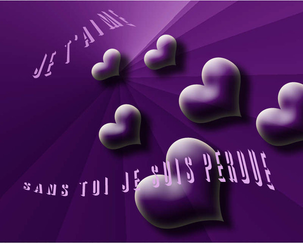 Image Je t'aime avec des jolis coeurs violets