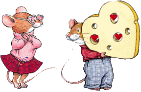 GIF. Adorable couple de souris avec Coeur animé