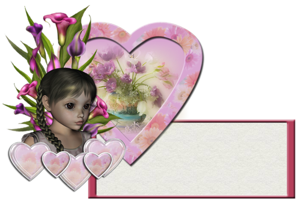 joli coeur avec enfant et fleurs