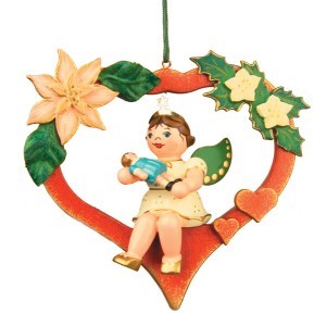 Decoration pour sapin de Noel, ange et coeur