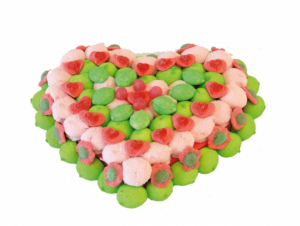 Gateau de bonbons COEUR VERT ROSE