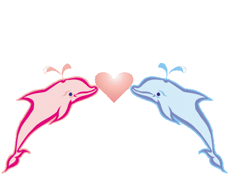 deux jolis dauphins dans un superbe coeur animé