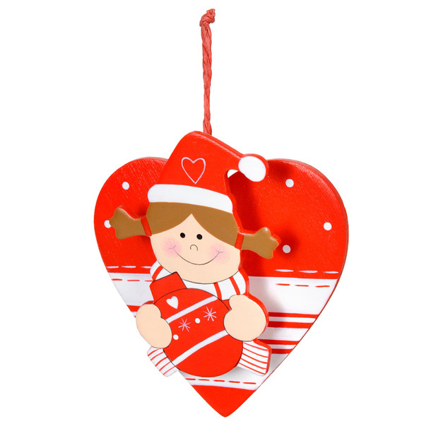 Décoration de noel Coeur-Fille en bois à suspendre