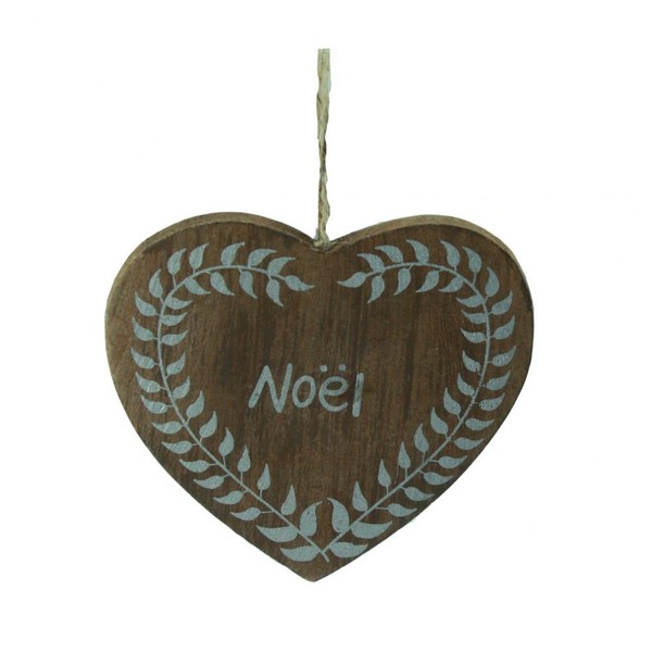 joli coeur en bois décoré pour noël