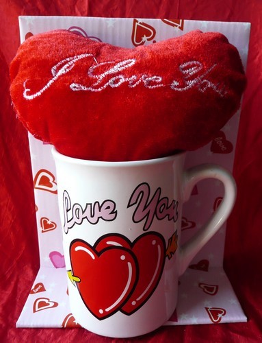 Mug I love you et coussin coeur 