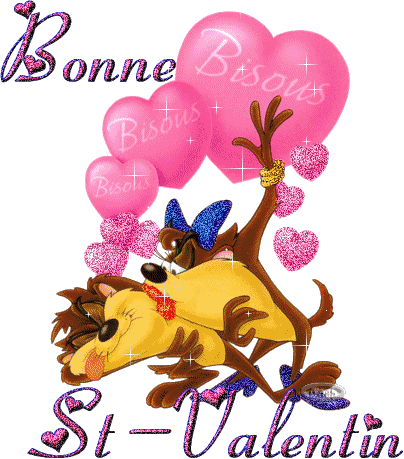 BONNE ST.VALENTIN avec tazz et coeurs