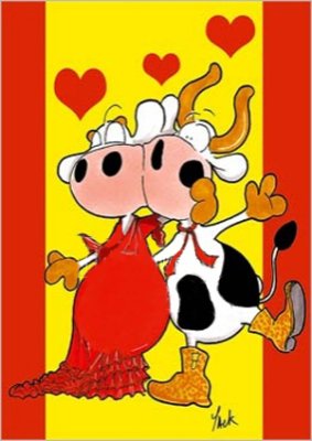 couple de vache et coeur 