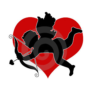 CUPIDON AVEC LE COEUR ROUGE 