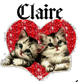 Prénom CLAIRE (1) coeur avec deux jolis chatons