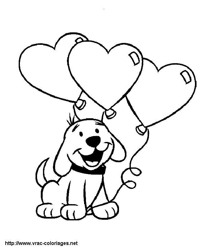 Coeur  colorier et chien  coloriage chien