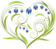 joli coeur formé de tiges et de fleurs bleus