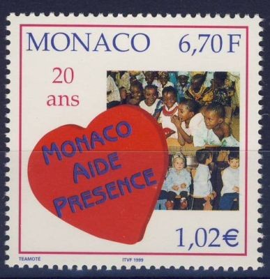 Timbre Coeur. MONACO 20 ans aide presence