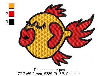 poisson coeur numérisé pour broderie