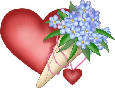 Joli coeur et beau bouquet de fleurs
