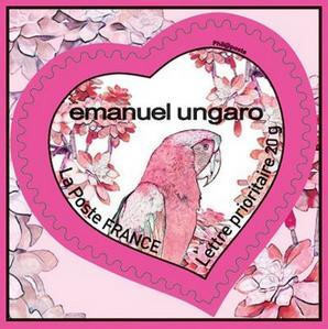 Timbre-Coeur de Emanuel Ungaro. Un joli perroquet