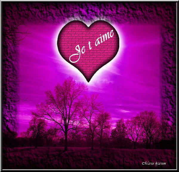 Je t'aime et coeur dans une belle image rose