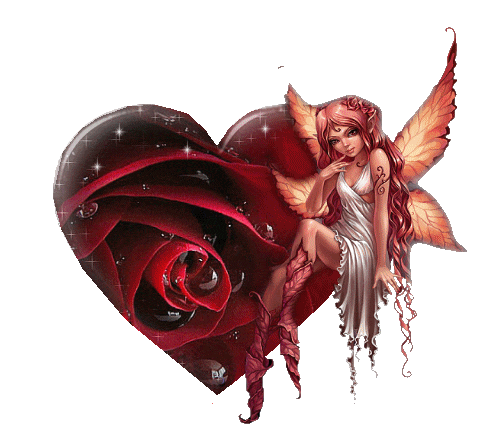 joli ange avec un coeur de rose
