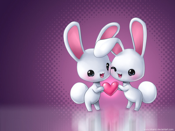 deux lapins avec qui se partage un coeur