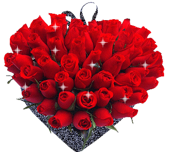 très joli coeur de roses rouges scintillantes