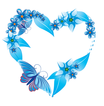coeur bleu avec papillon