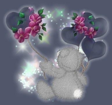 belle image d'ours et coeur avec fleurs