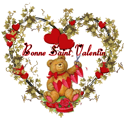 joli coeur scintillant de bonne St Valentin avec ours