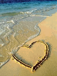 logo pour portable. un coeur sur le sable
