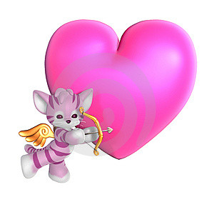 CUPIDON KITTY AVEC LE COEUR 