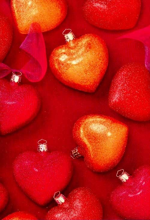 boules de noel coeur rouge