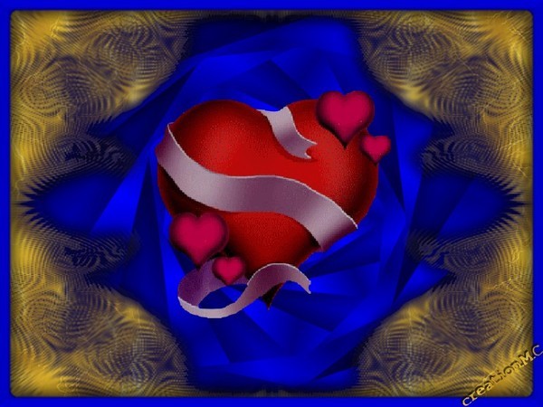 cadre bleu avec joli coeur rouge