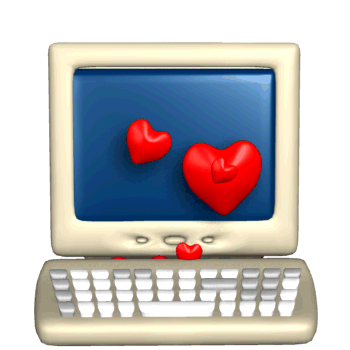 GIF de coeurs rouges qui sortent d'un ordinateur