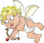 Cupidon blond et sa flèche coeur