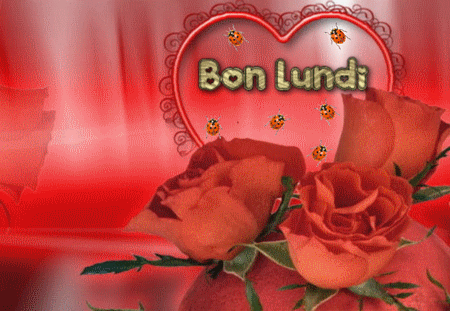 BON LUNDI. image avec rose et coeur